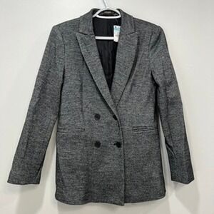 J Mclaughlin‎ Warrington Blazer Jacket 0 NWT $348 Gray Wool Houndstooth Jacquard